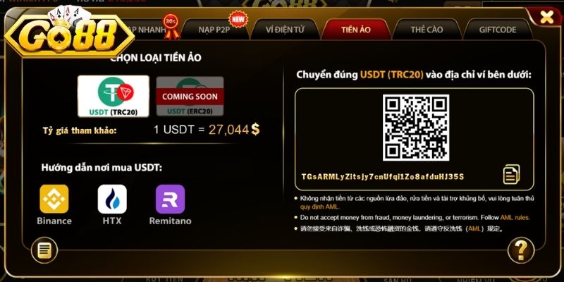 Tổng hợp phương thức nạp tiền Go88 phổ biến bạn cần nắm