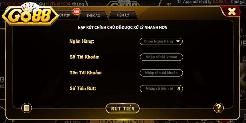Điều kiện quan trọng khi người chơi tiến hành rút tiền Go88
